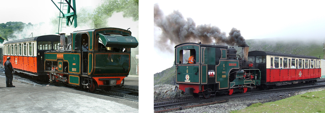 The two types of mountain locomotives ( © Denis Egan and AM Hurrell)