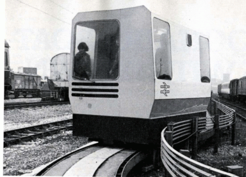 BRR developed Maglev on test in the Railway technical Centre yard in Derby